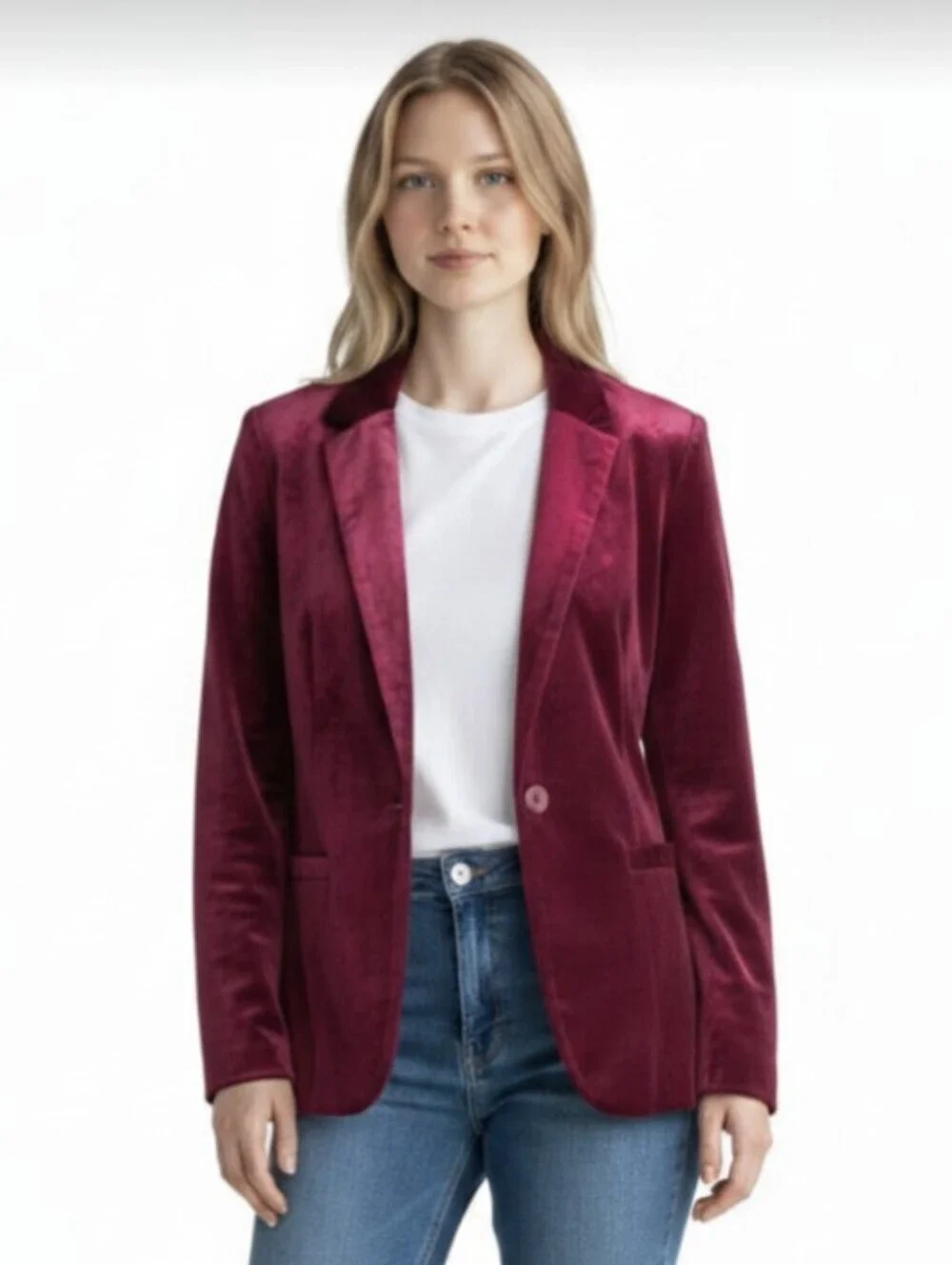 ANTHROPOLOGIE! RUBY RED CRUSHED VELVET, DECONSTRUCTED JACKET, BLAZER! SZ 6